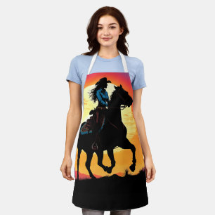 KÜCHENSCHÜRZE MIT COWGIRL-MOTIV SCHÜRZE