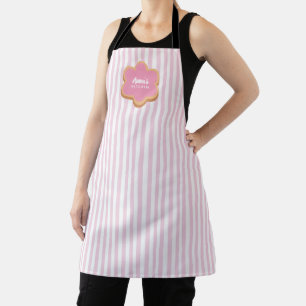 Küchenschürze mit individuellem Namen und rosa Str Schürze