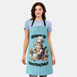 Küchenschürze mit schnurrender Katze und Kochmütze Schürze