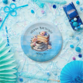 Kuchenstück, Kaffeebecher und Blume Pappteller (Party)