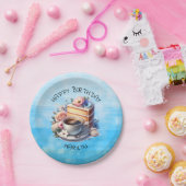 Kuchenstück, Kaffeebecher und Blume Pappteller (Party)