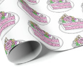 Kuchenstück mit Blume und Schmetterlingen Geschenkpapier (Rolleneckpunkt)