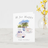 Kuchentee und Blume Set Glückwunschkarte Karte (Gelbe Blume)