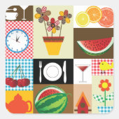 Küchentische Quadratischer Aufkleber (Vorderseite)