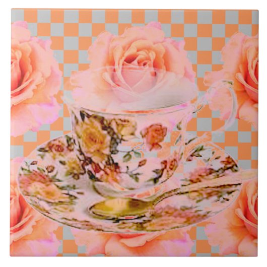 KÜCHENTRÄUME ROSE & GOLD TEACUP FLIESE (Vorderseite)
