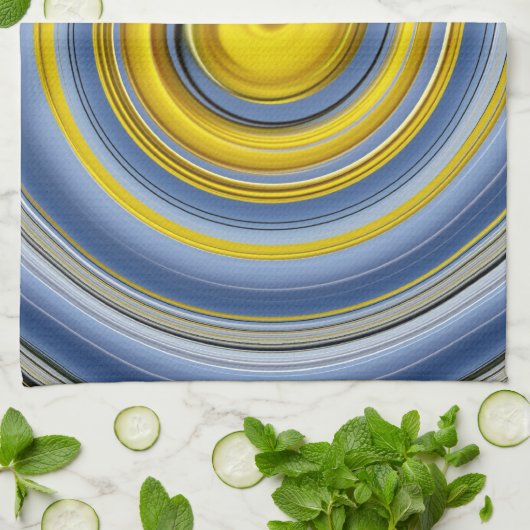 Küchentuch gelb-blaue Spirale (Gefaltet)