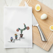 Küchentuch mit Kakteen-Dekoration (Viertel Falte)