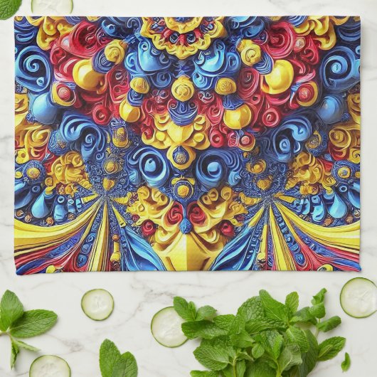 Küchentuch mit rumänischen Farben Design (Gefaltet)