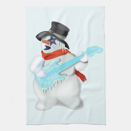 Küchentuch mit Snowman Gitarrist - Funny (Vertikal)