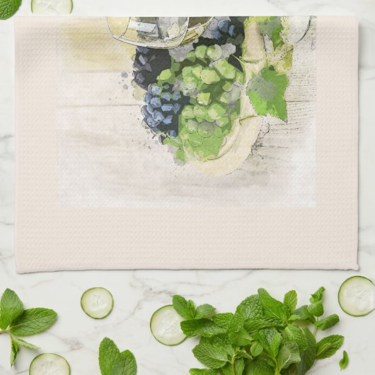 Küchentuch mit Weinglas & Obst (Gefaltet)