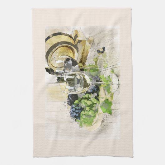 Küchentuch mit Weinglas & Obst (Vertikal)