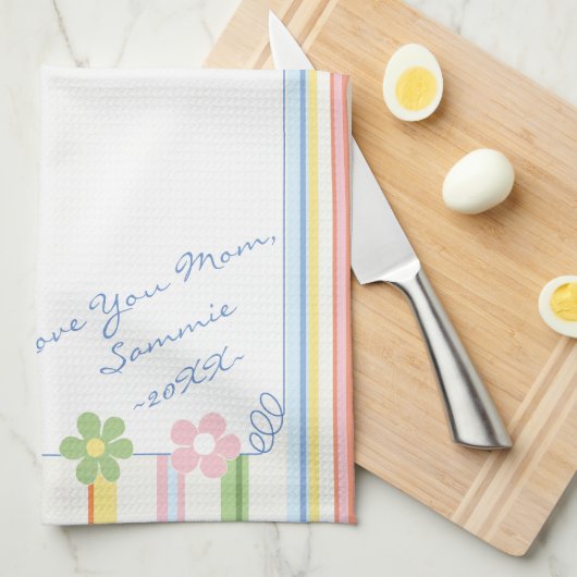 Küchentuch "Pastel Blume & Streifen" (Viertel Falte)