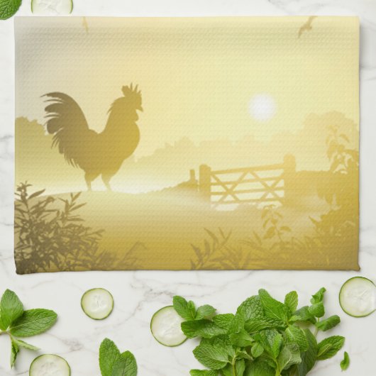 Küchentuch Sonniger Morgen Bauernhof Rustikale Su (Gefaltet)