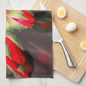 Küchentücher blühen rot und dunkel (Viertel Falte)