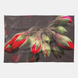 Küchentücher blühen rot und dunkel