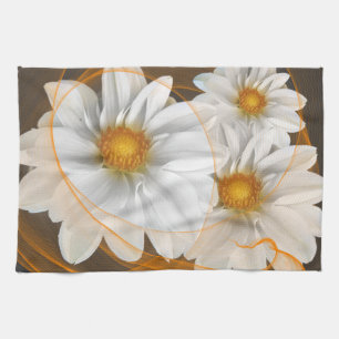 Küchentücher Blume Weiß Schwarz Orange