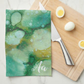 Küchentücher "Colorburst Green Golds Inkblot" (Viertel Falte)