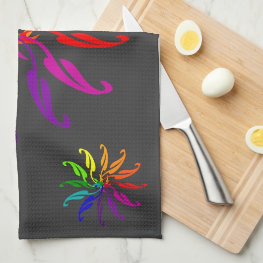 Küchentücher - Farbräder (schwarz) (Viertel Falte)