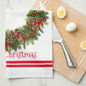 Küchentücher frohe Weihnachten Berry Wreath (Viertel Falte)