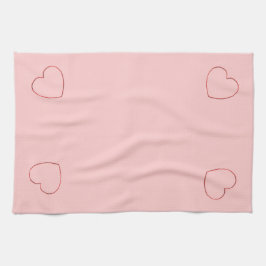Küchentücher - Gerahmte Herzen auf rosa verdrahten