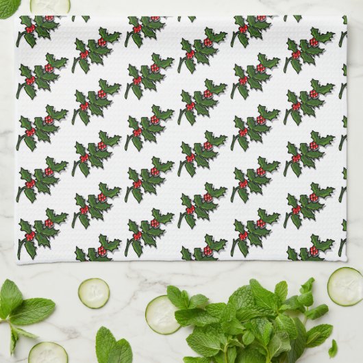 Küchentücher - Holly-Blätter und Berries (Gefaltet)