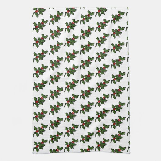Küchentücher - Holly-Blätter und Berries (Vertikal)