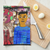 Küchentücher mit Geschirr (Viertel Falte)