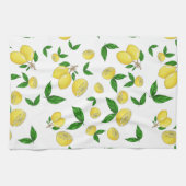 Küchentücher mit saftigen Zitronen und grünen Blät (Horizontal)