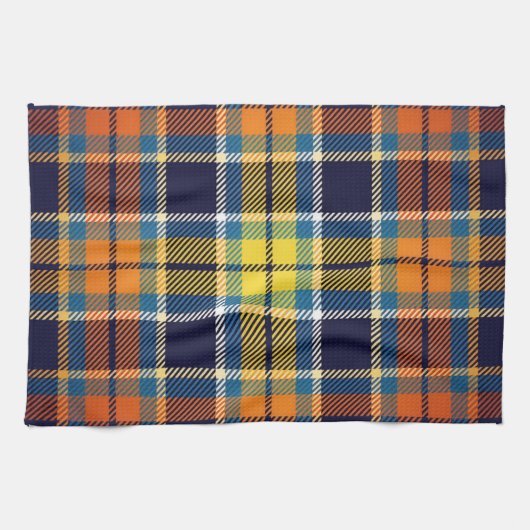 Küchentücher Navy Blue Orange Kariert (Horizontal)