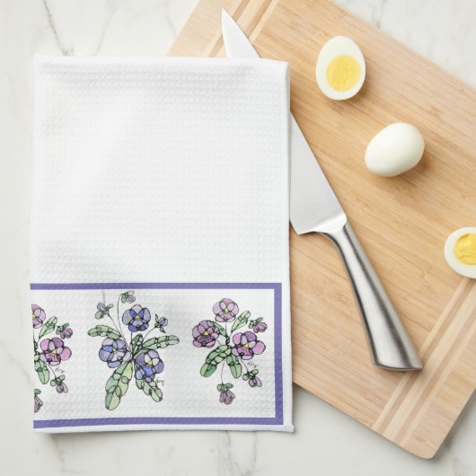 Küchentücher - NGA Lila Stiefmütterchen (Viertel Falte)