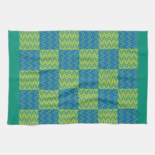 Küchentücher oder Teetücher Smaragd, blaue Patchwo (Horizontal)
