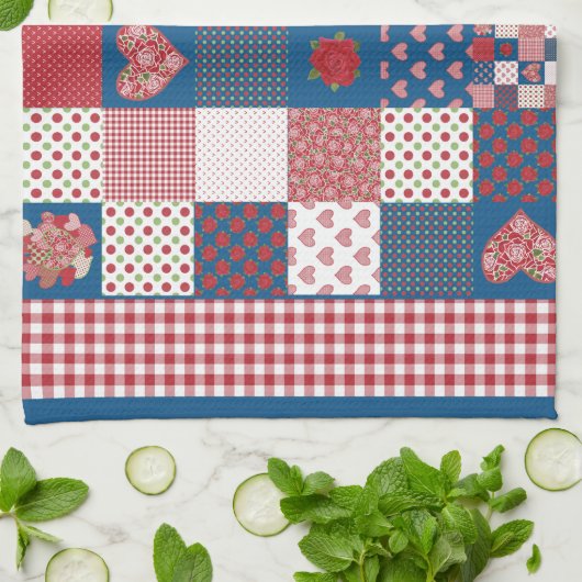 Küchentücher, Teetücher, Imitate Patchwork, Gingha Geschirrtuch (Gefaltet)