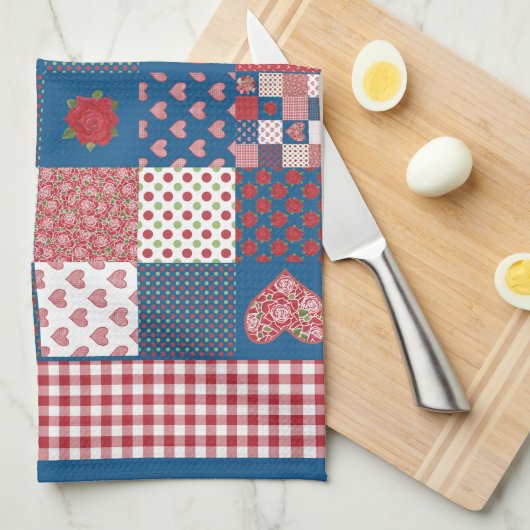 Küchentücher, Teetücher, Imitate Patchwork, Gingha Geschirrtuch (Viertel Falte)