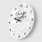 Küchenuhr aus weißem Marmor mit kleinem Marmor Große Wanduhr (Winkel)