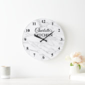 Küchenuhr aus weißem Marmor mit kleinem Marmor Große Wanduhr (Zuhause)
