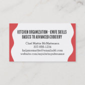 Küchenutensilien Backen Kochen Koch Catering Visitenkarte (Rückseite)