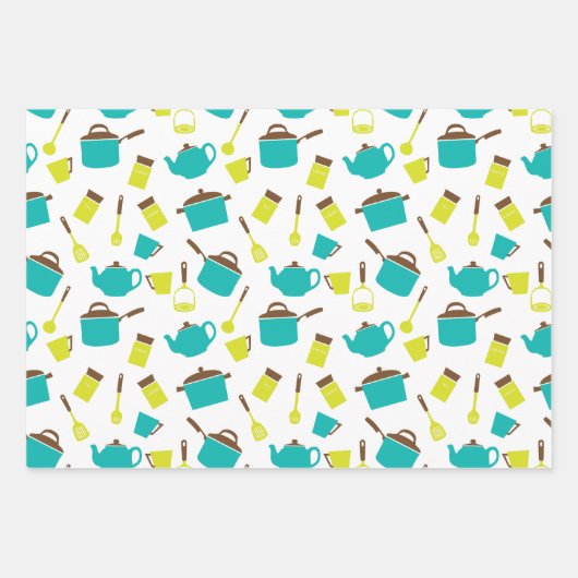 Küchenutensilien, Kochgeschirr, Geschirr, Küchenge Geschenkpapier Set (Vorderseite)