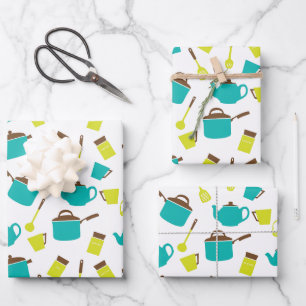Küchenutensilien, Kochgeschirr, Geschirr, Küchenge Geschenkpapier Set