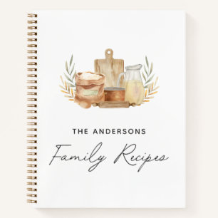 Küchenutensilien Lebensmittel Wasserfarben Rezeptb Notizblock