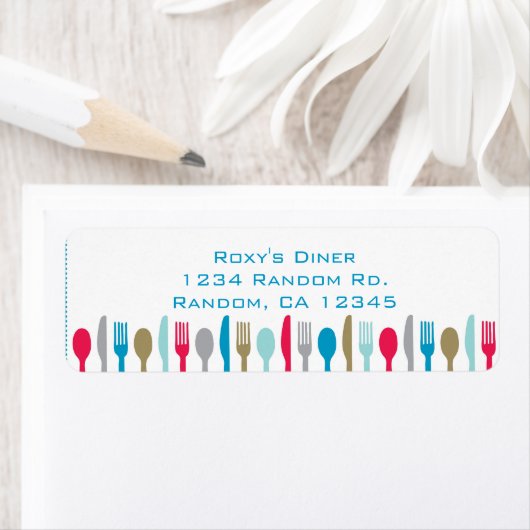 Küchenutensilien Löffelgabel Messer Adressetikette (Insitu)