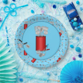 Küchenutensilien, Teller aus blauem Papier (Party)