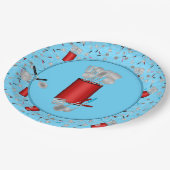 Küchenutensilien, Teller aus blauem Papier (Schrägansicht)