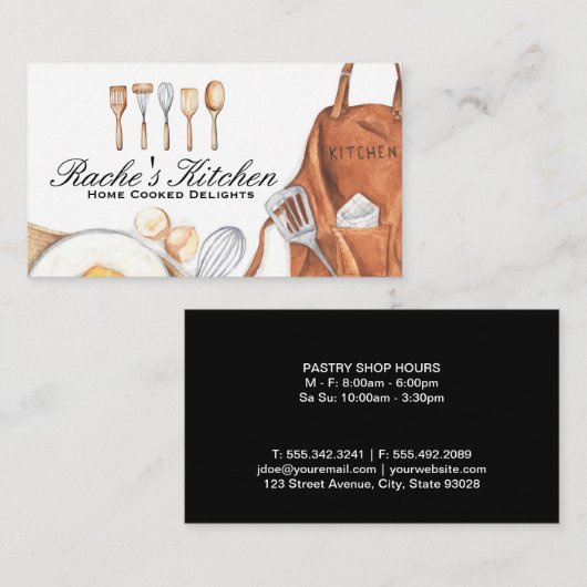 Küchenutensilien und Kochzutaten Visitenkarte (Vorne/Hinten)