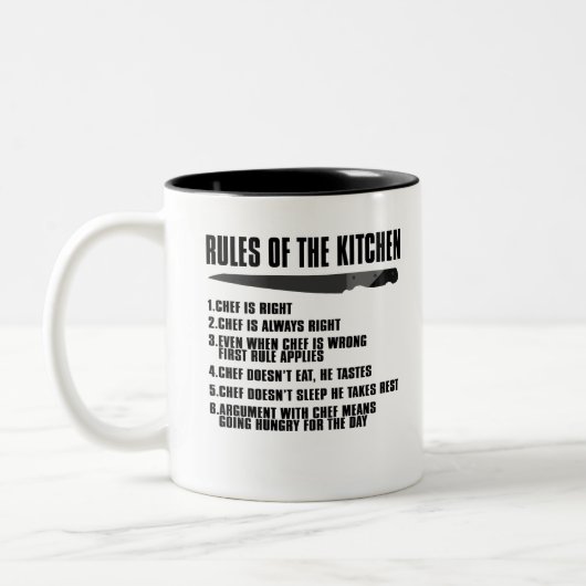 Küchenvorschriften 1. Koch hat Recht.2. Koch Zweifarbige Tasse (Links)