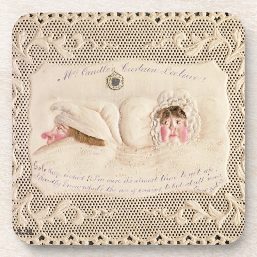 Küchenvortrag Frau-Caudles, viktorianische Karte Getränkeuntersetzer (Vorderseite)