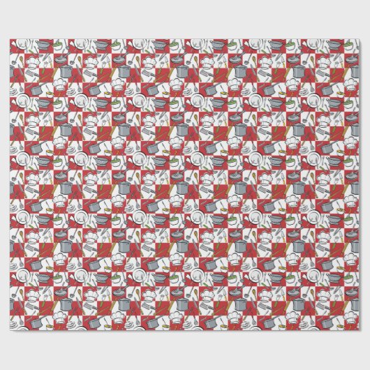 Küchenwerkzeuge Karo Geschenkpapier (Flach)