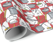 Küchenwerkzeuge Karo Geschenkpapier (Rolleneckpunkt)