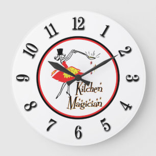 Küchenzauberer Schwarze Retro-Ziffern-Uhr Große Wanduhr