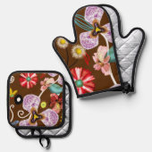 Küchenzubehör, exklusiver Designer 2024 Ofenhandschuh & Topflappen-Set (Vorderseite/Rückseite)