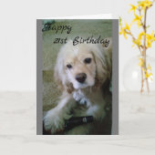 KUCHERSPANIEL MIT BIERFANG **21. GEBURTSTAG** KARTE (Gelbe Blume)